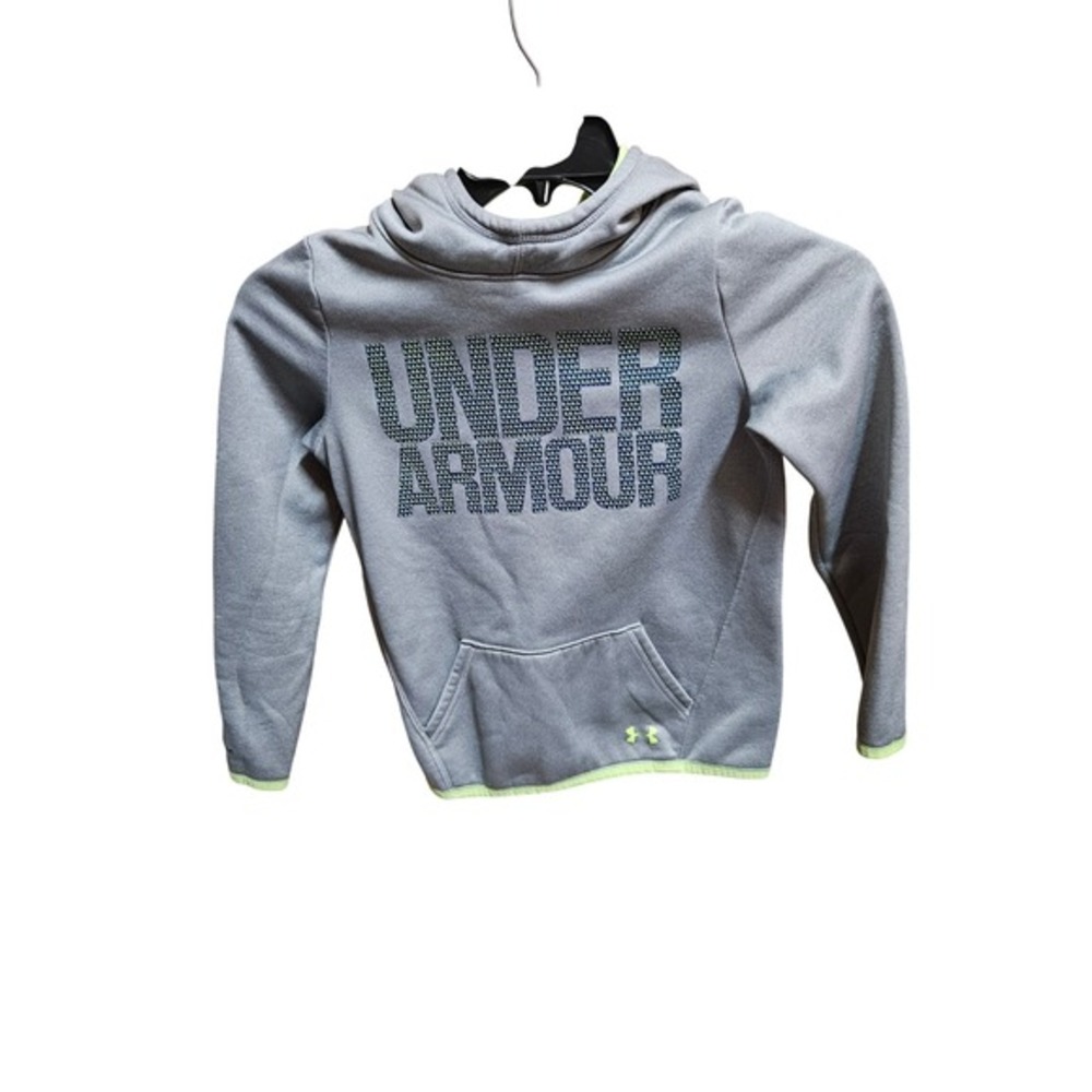 Under Armour‎ Youth Gray/Neon Green ColdGear Hoodie Pullover Sweatshirt YMD